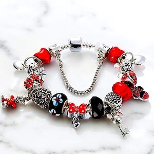 Disney Mickey Minnie Mouse Charm Bracelet